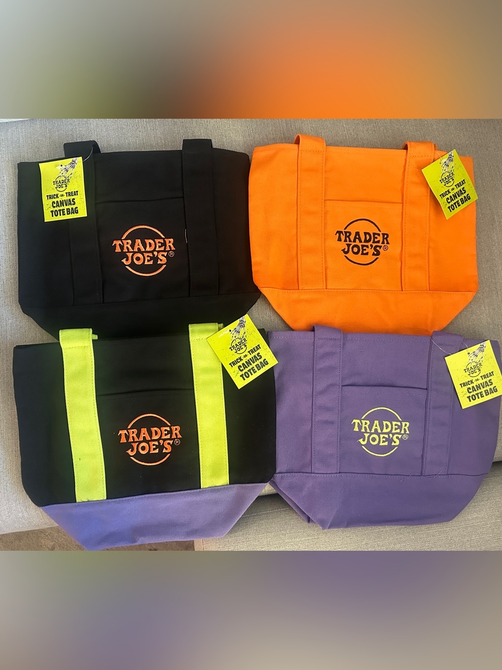 NWT Trader Joe's Mini Canvas Halloween Tote Set of 4 - 2026 Limited Release